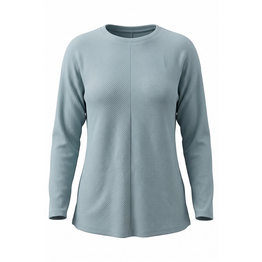 Ava & Viv Womens XL Light Blue Diagonal Rib Knit Long Sleeve Crew Neck‎ Top